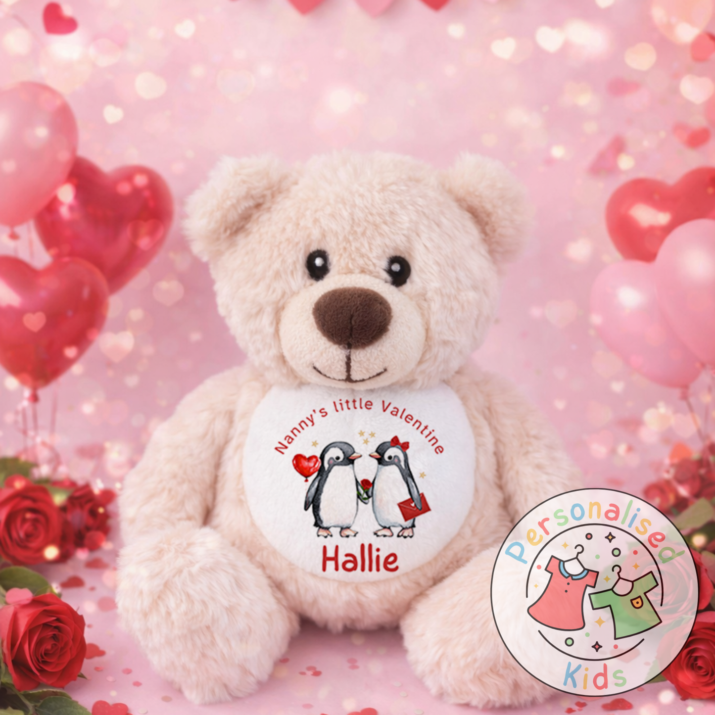 Personalised Valentine’s Teddy Bear – Custom Name Plush Gift V034