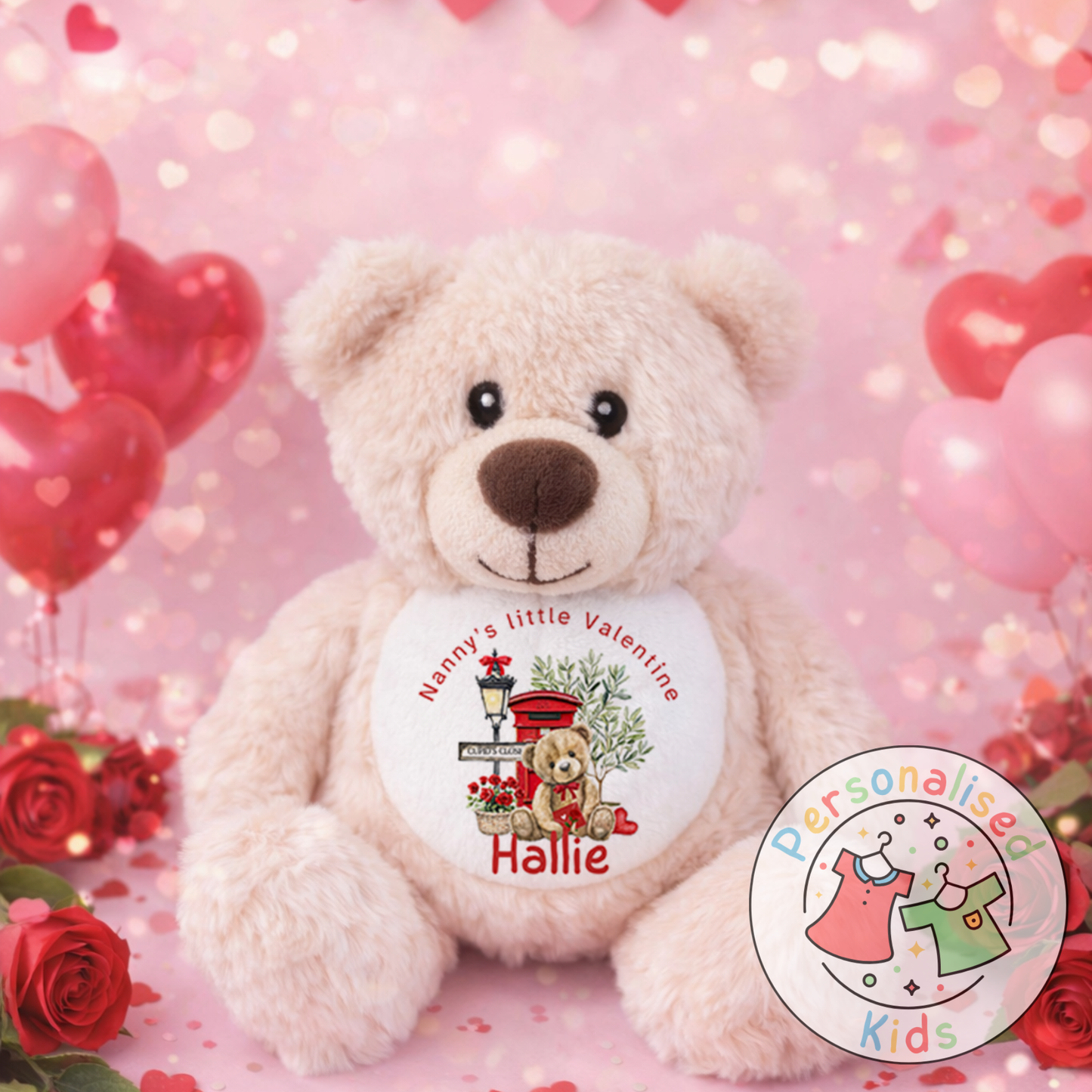 Personalised Valentine’s Teddy Bear – Custom Name Plush Gift V030