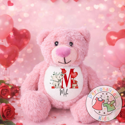 Personalised Valentine’s Teddy Bear – Custom Name Plush Gift V038