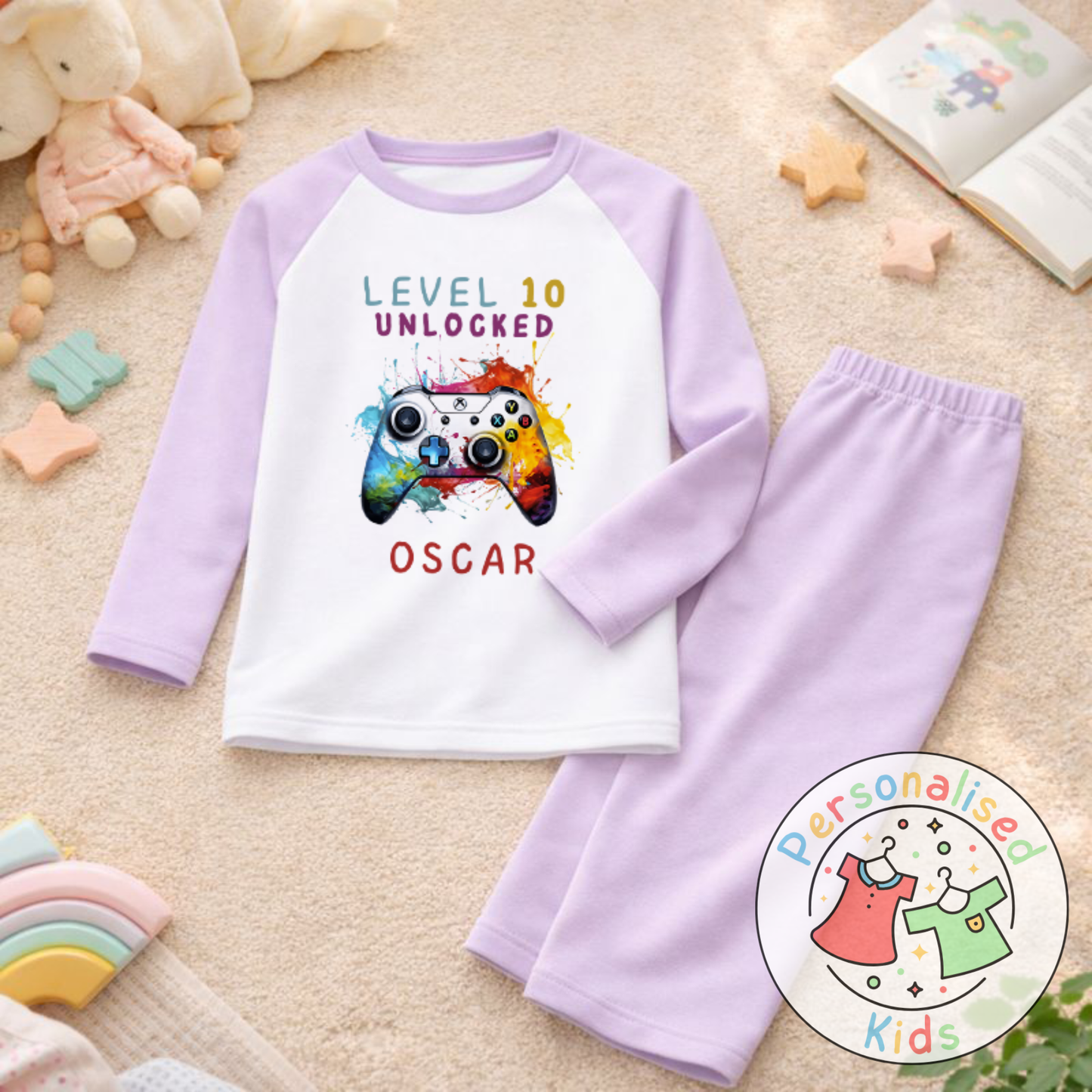 Personalised Level Unlocked Gamer Birthday Pyjamas GD002