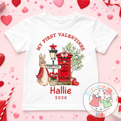 Personalised “My First Valentines” Baby Grow, T-Shirt, Long-Sleeved Bodysuit and Romper V016