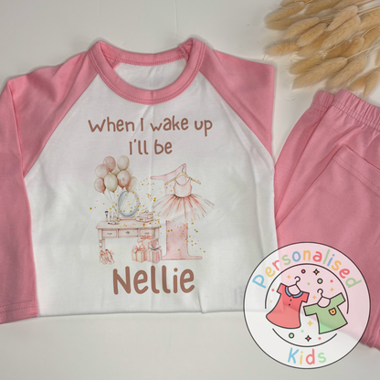 Personalised Pink Ballerina Birthday Pyjamas – “When I Wake Up, I Will Be” Design