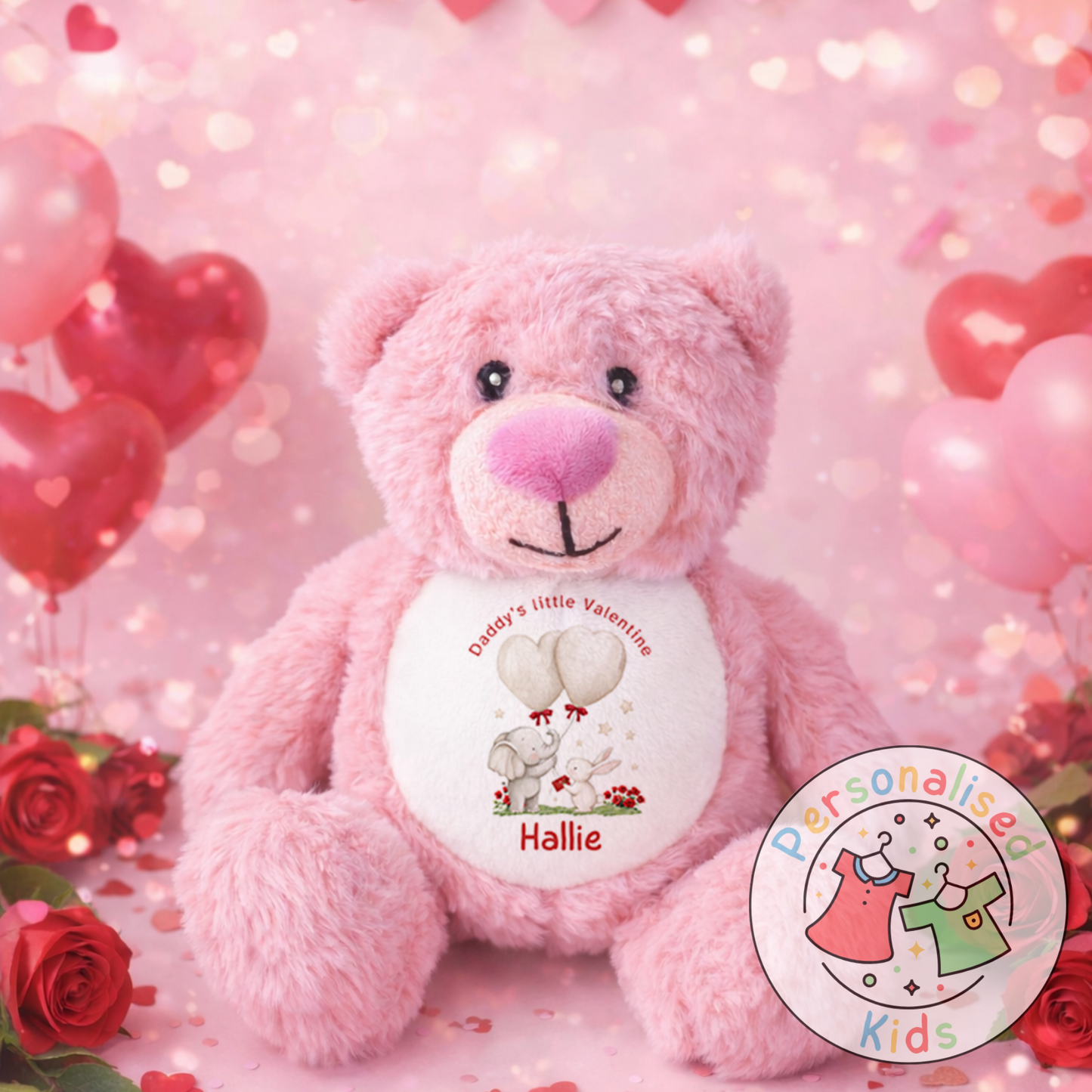 Personalised Valentine’s Teddy Bear – Custom Name Plush Gift V032