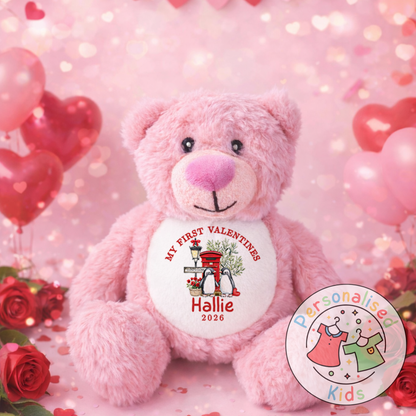 Personalised “My First Valentine’s” Teddy Bear – Custom Name Keepsake Plush Gift V041