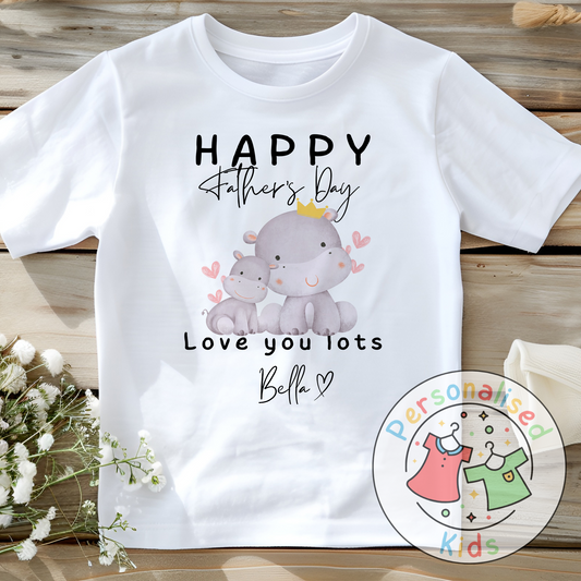 Personalised Father’s Day Top – Hippo “Happy Father’s Day” Design