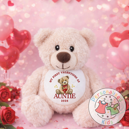 Personalised “My First Valentine’s” Teddy Bear – Custom Name Keepsake Plush Gift V051