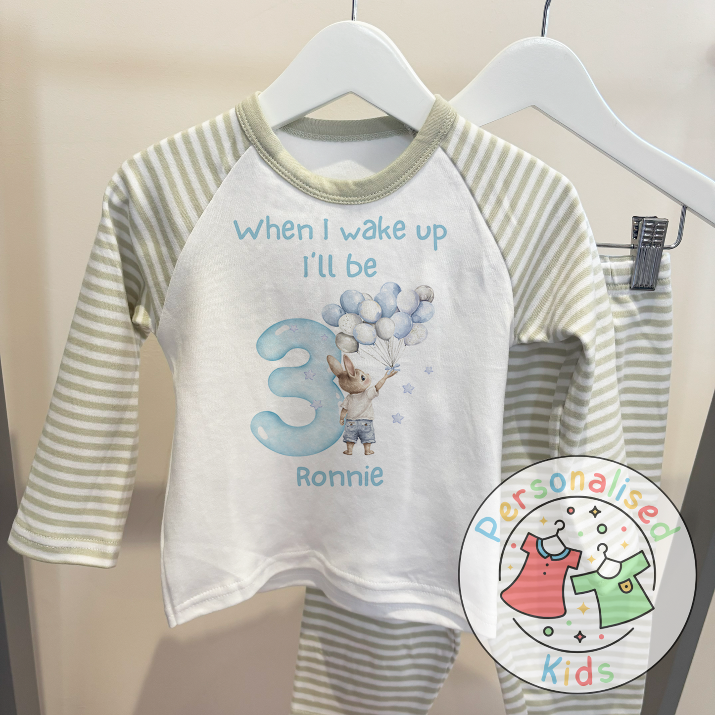 Personalized Blue Floppy's Rabbit Pyjamas – Soft, Snuggly & Perfectly Personal