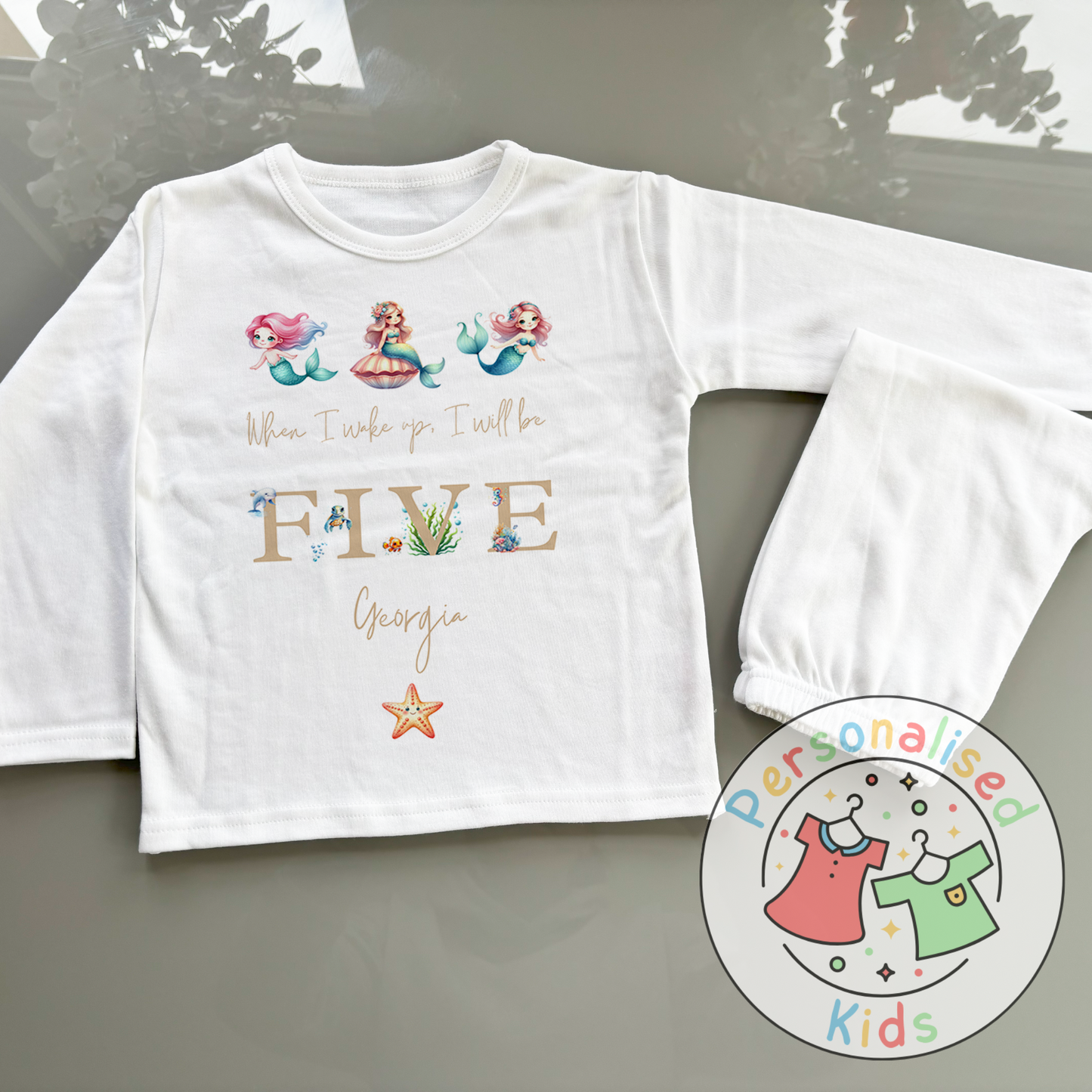 Personalised Mermaid Birthday Pyjamas – “When I Wake Up, I Will Be” Design