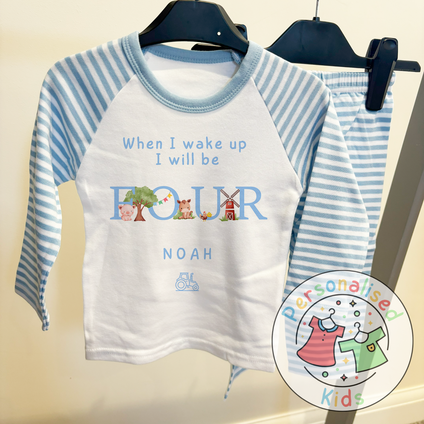 Personalized Farm Animal Birthday Pyjamas – Perfect for Little Farmers!