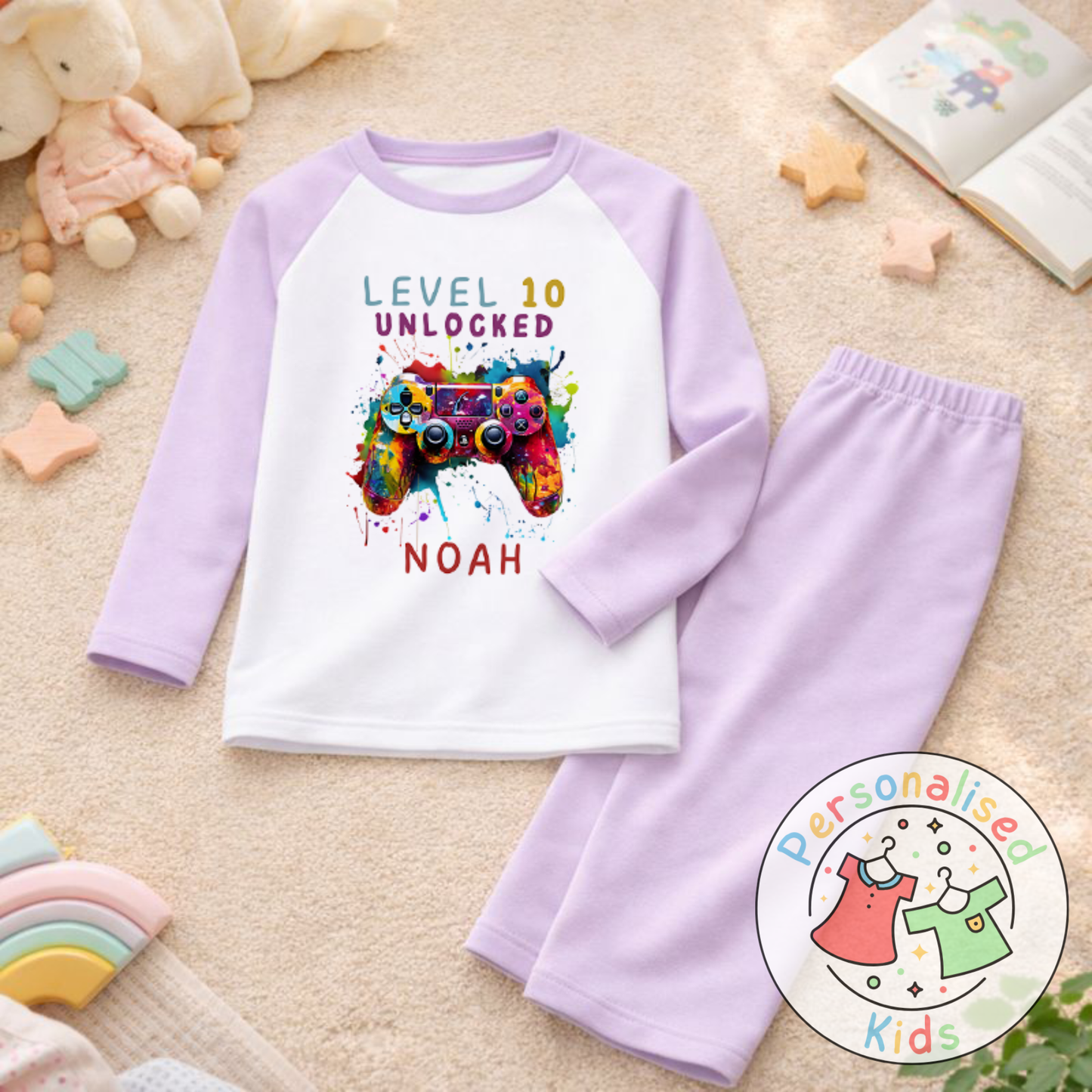 Personalised Level Unlocked Gamer Birthday Pyjamas GD001