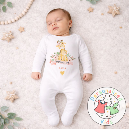 Personalised Mother’s Day Baby Outfit | Cute Giraffe Design | Baby Grow, Long Sleeve or Romper MD004