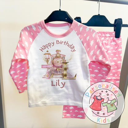 Personalized Pink Express Train Pyjamas – All Aboard for Sweet Dreams!