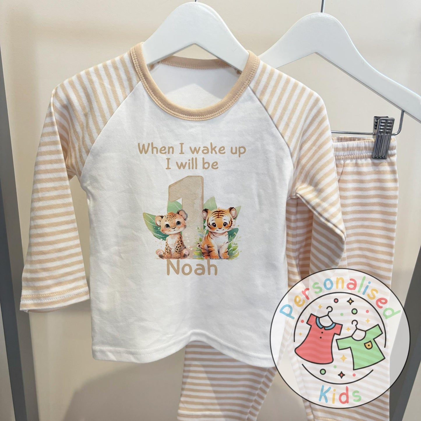 Personalized Safari Animal Birthday Pyjamas – Cute & Comfy for Your Little Explorer!