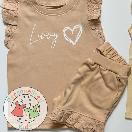 Adorable Girls Frilly Anglaise Summer Sets