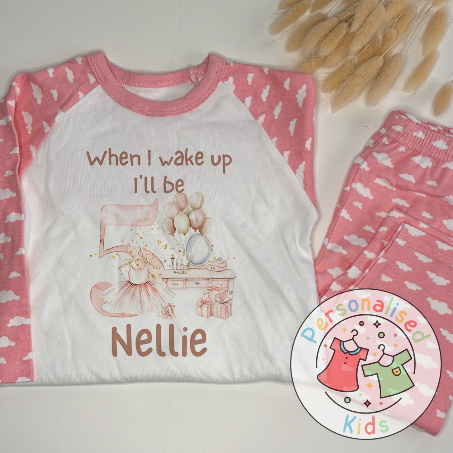 Personalised Pink Ballerina Birthday Pyjamas – “When I Wake Up, I Will Be” Design