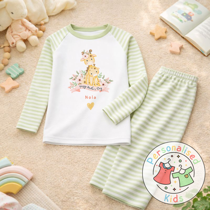 Personalised Mother’s Day Kids Pyjamas | Cute Giraffe Design | Custom Name MD004