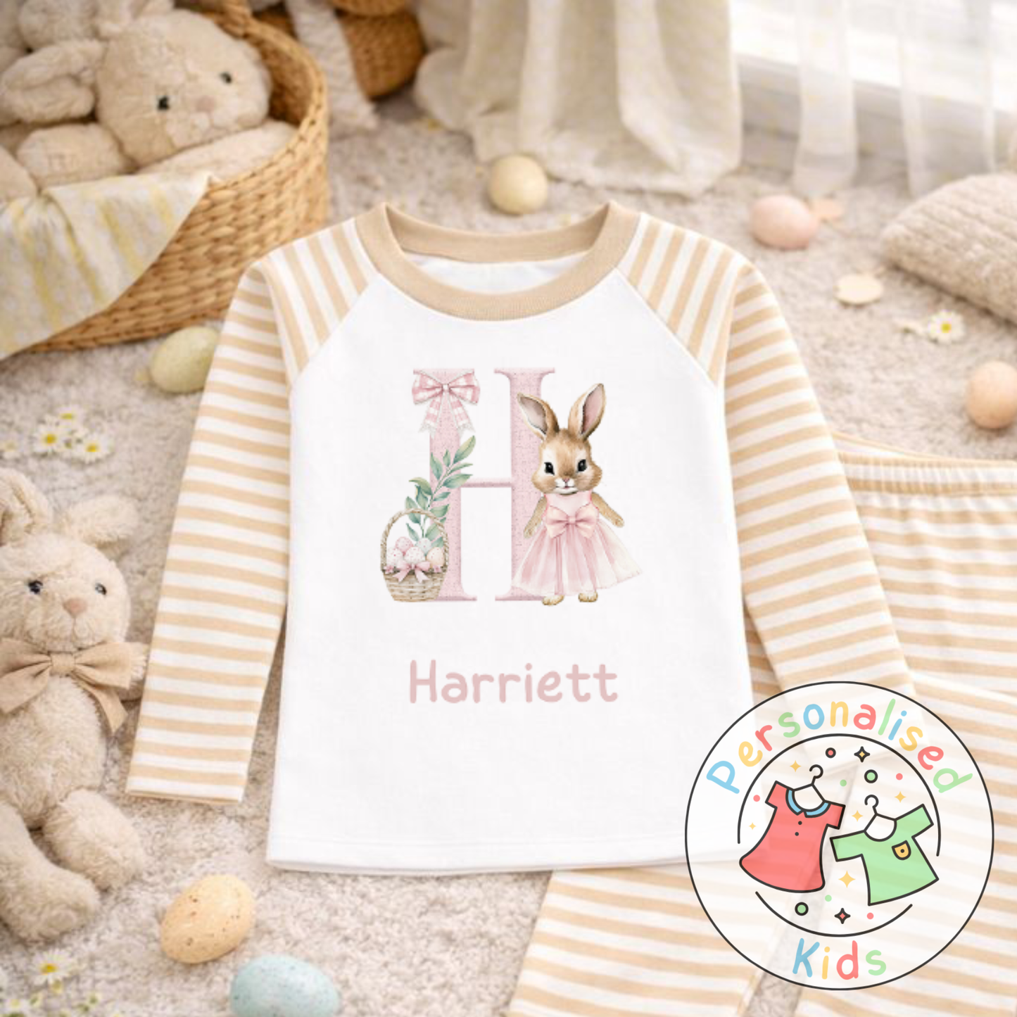 Personalised Easter Bunny Initial Pyjama Set, PE001