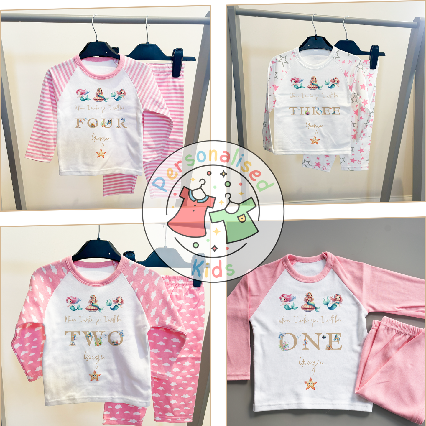 Personalised Mermaid Birthday Pyjamas – “When I Wake Up, I Will Be” Design