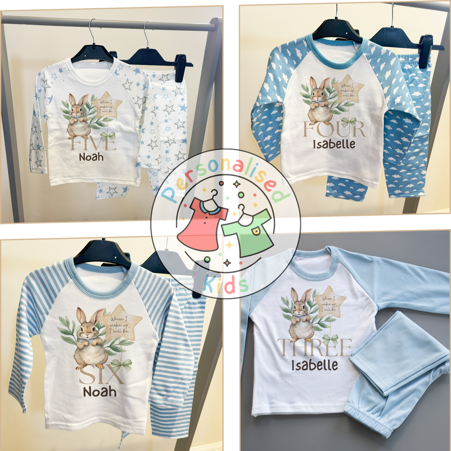 Personalized Woodland Bunny Pyjamas – Soft, Sweet & Perfect for Little Dreamers