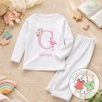 Personalised Pink Flamingo Kids Pyjamas PF002