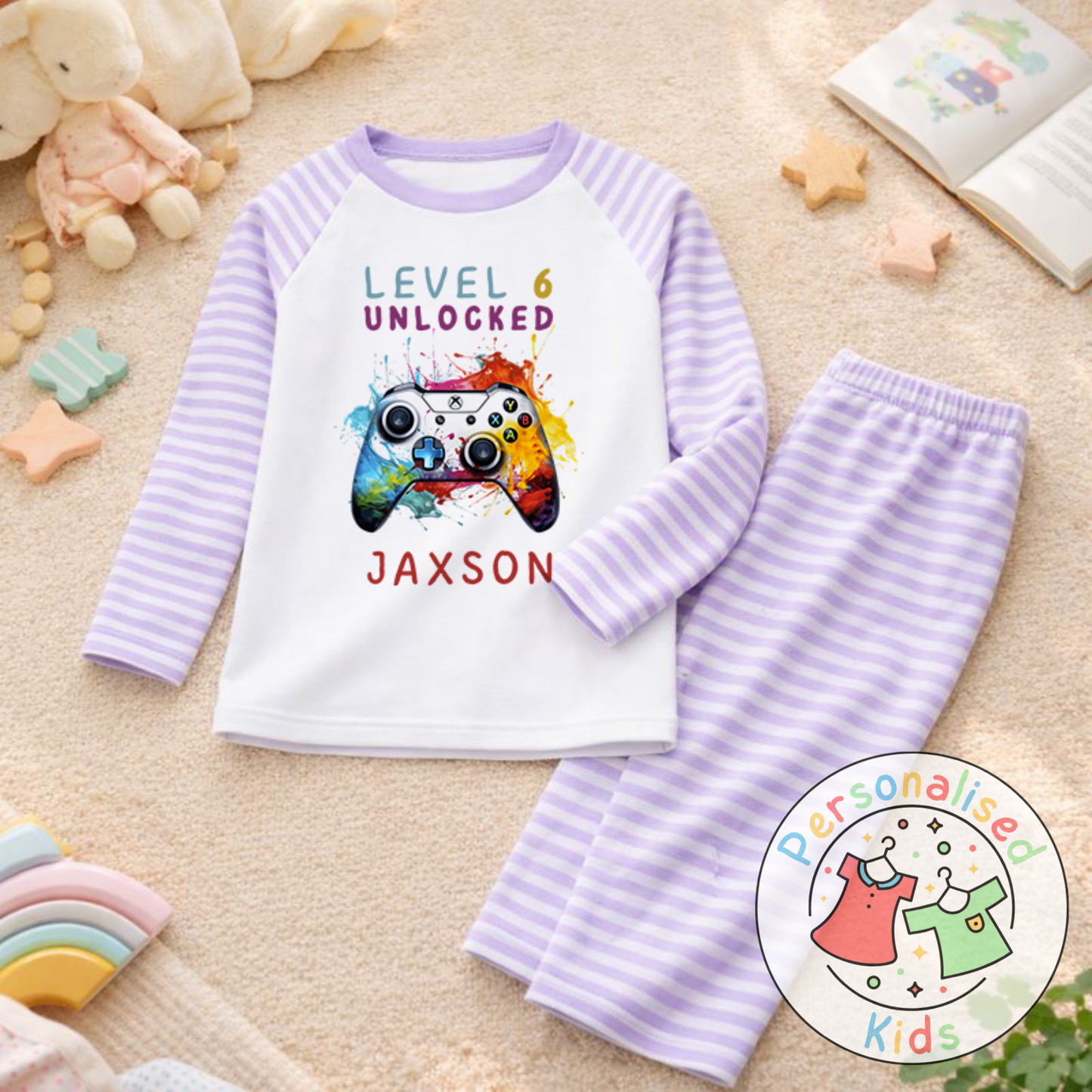 Personalised Level Unlocked Gamer Birthday Pyjamas GD002