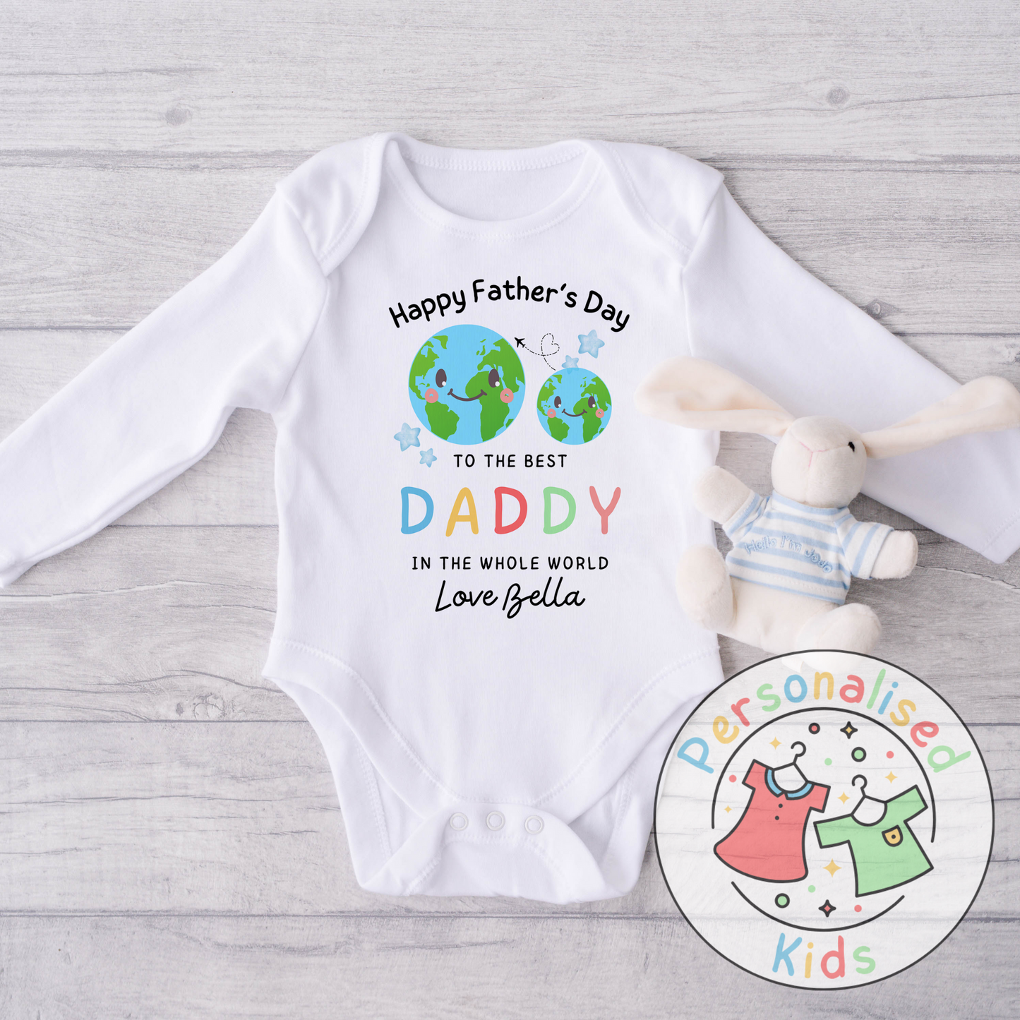 Personalised Father’s Day Baby Grow – “To the Best Daddy in the Whole World” Design