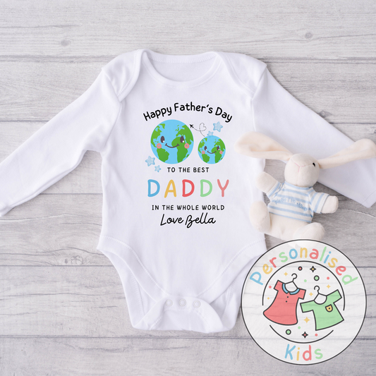 Personalised Father’s Day Baby Grow – “To the Best Daddy in the Whole World” Design