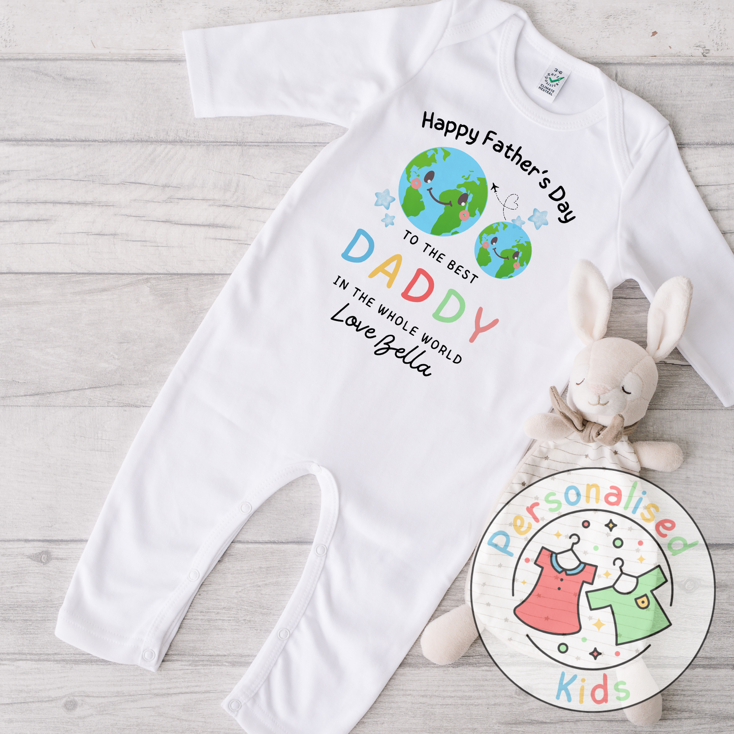 Personalised Father’s Day Baby Grow – “To the Best Daddy in the Whole World” Design