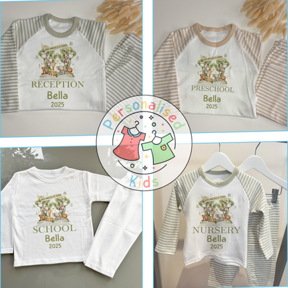 Personalised “When I Wake Up I Will Be Starting” Pyjamas – Safari & School Theme