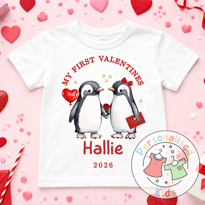 Personalised “My First Valentines” Baby Grow, T-Shirt, Long-Sleeved Bodysuit and Romper V022