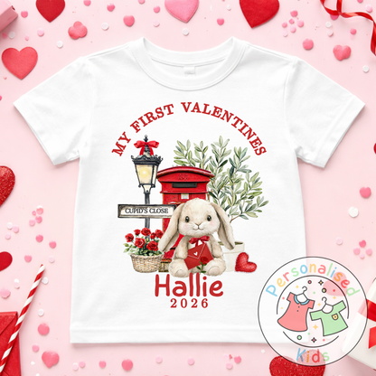Personalised “My First Valentines” Baby Grow, T-Shirt, Long-Sleeved Bodysuit and Romper V017