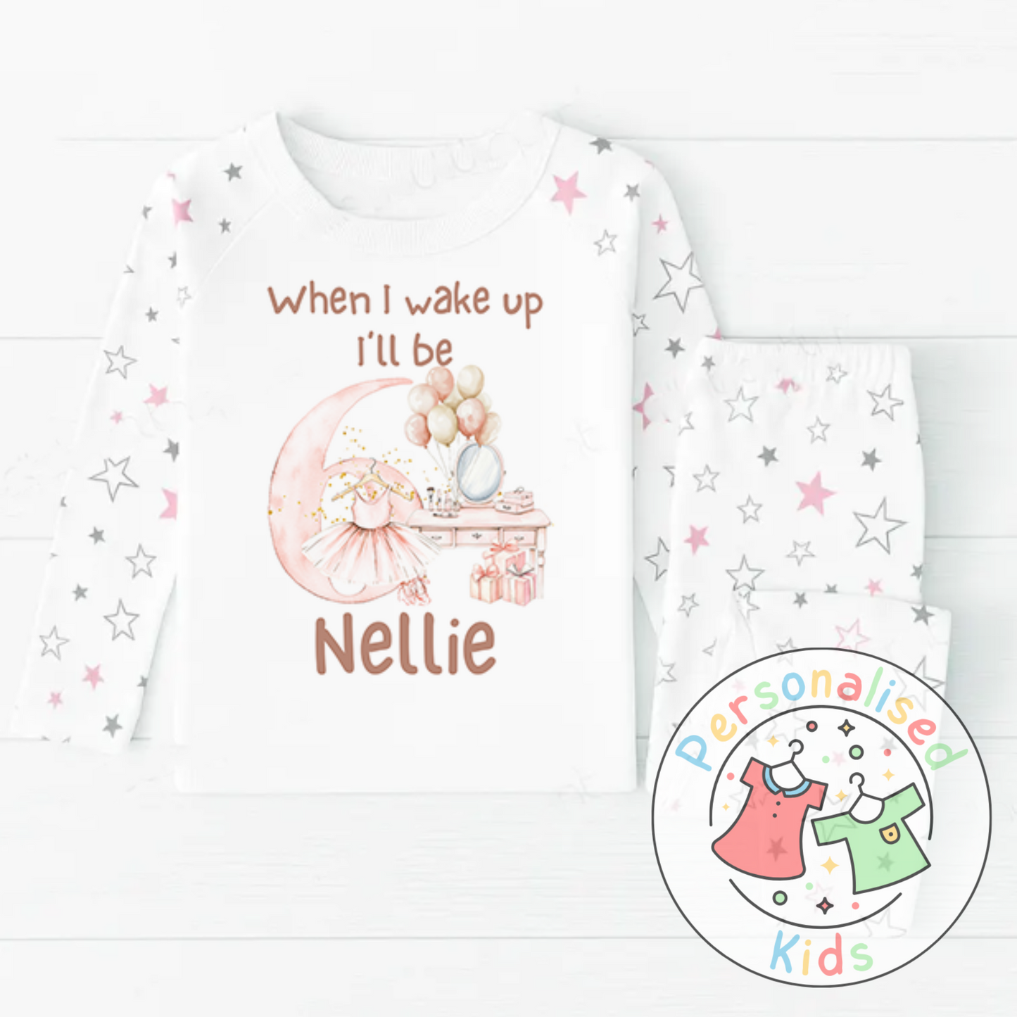 Personalised Pink Ballerina Birthday Pyjamas – “When I Wake Up, I Will Be” Design