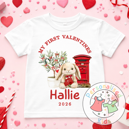 Personalised “My First Valentines” Baby Grow, T-Shirt, Long-Sleeved Bodysuit and Romper V023