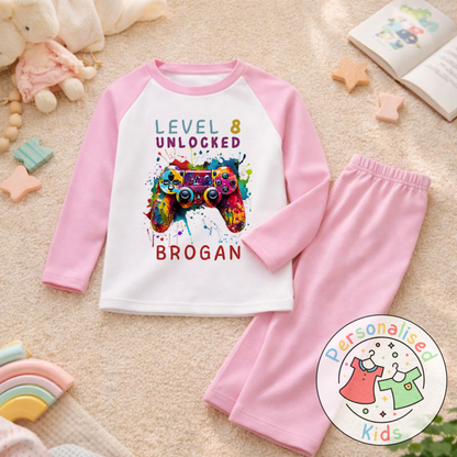 Personalised Level Unlocked Gamer Birthday Pyjamas GD001
