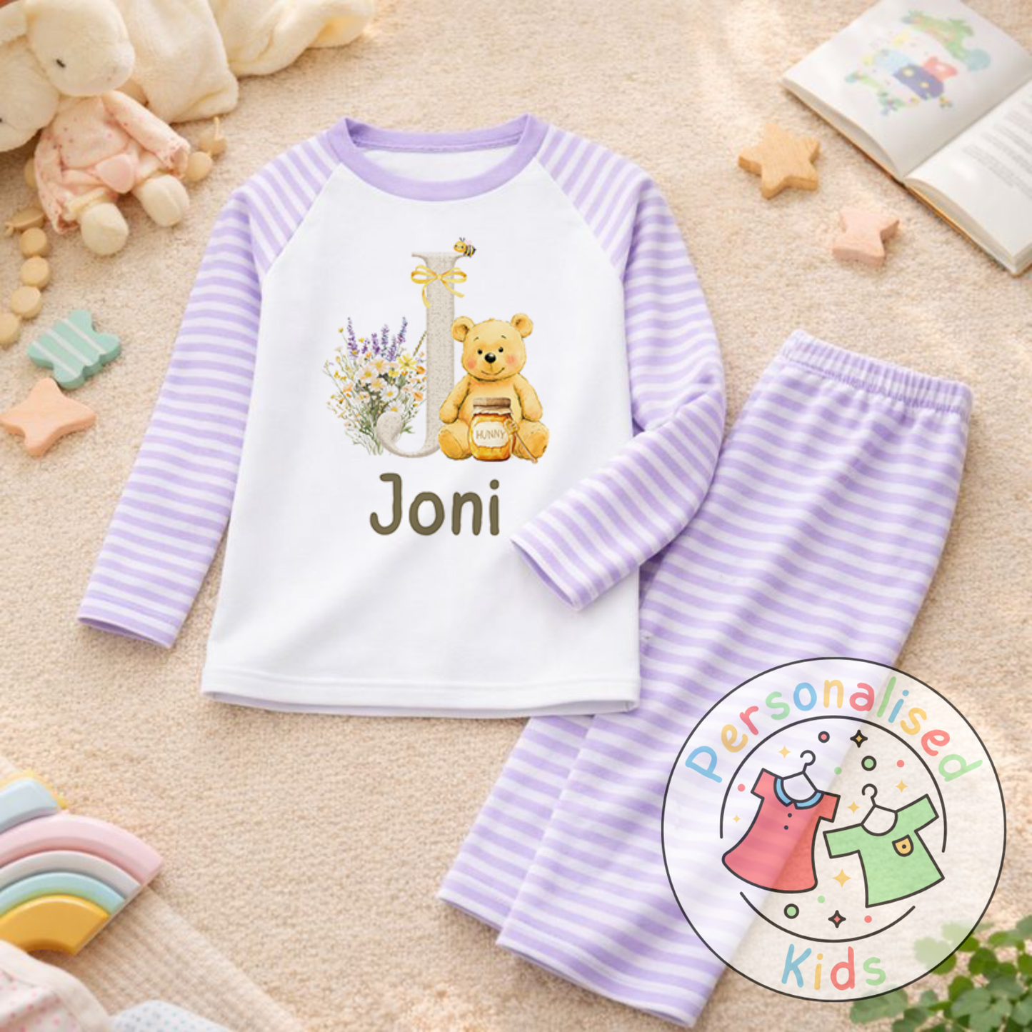 Personalised Honey Bear Kids Pyjamas HB001
