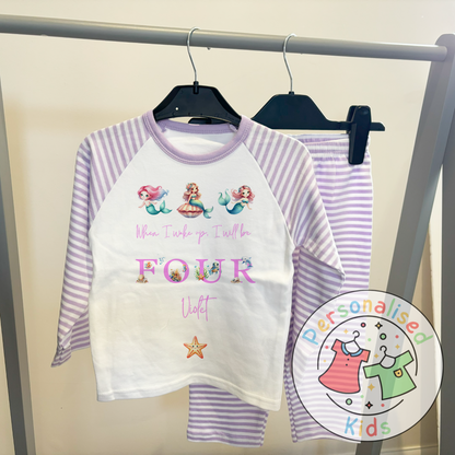 Personalised Mermaid Birthday Pyjamas – “When I Wake Up, I Will Be” Design