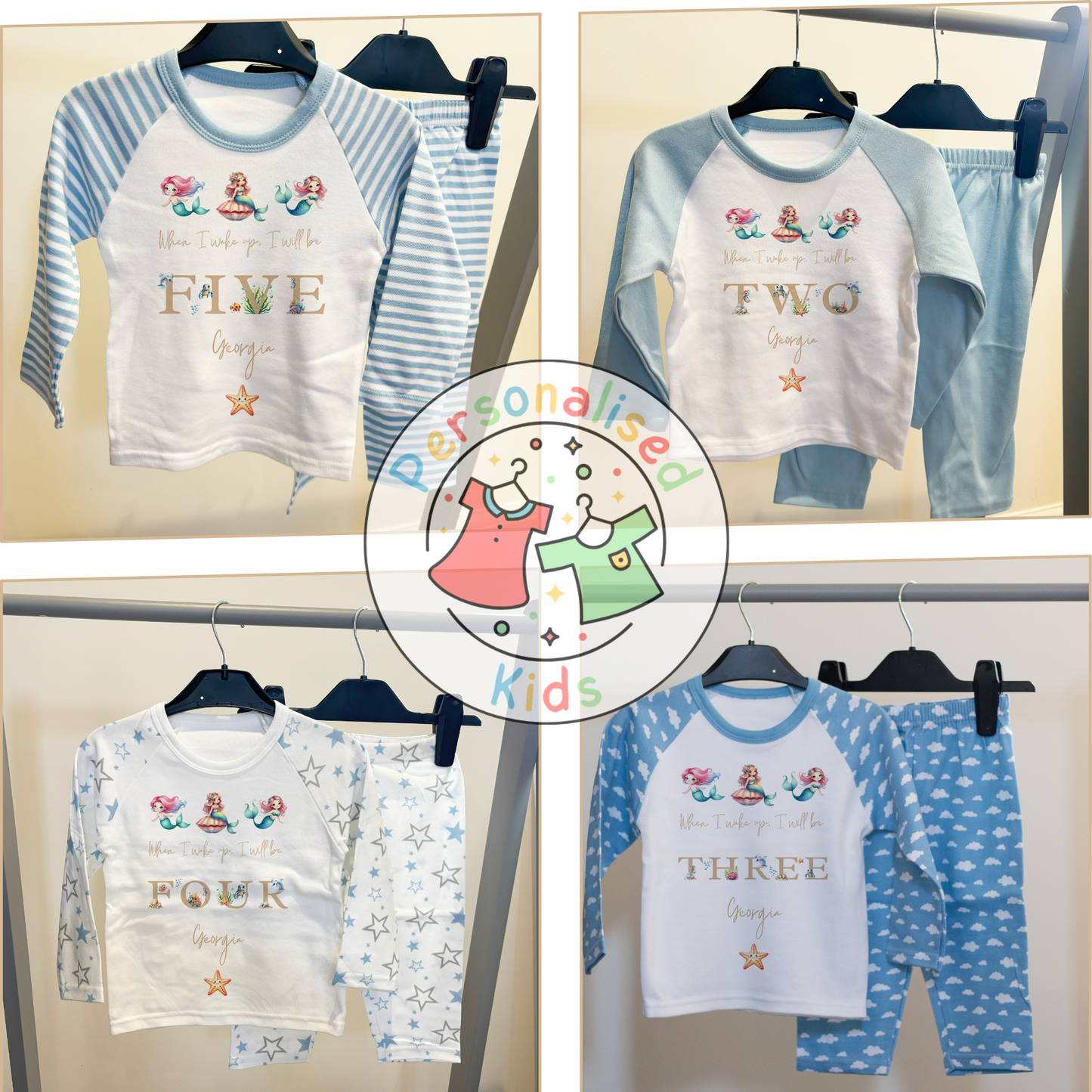 Personalised Mermaid Birthday Pyjamas – “When I Wake Up, I Will Be” Design