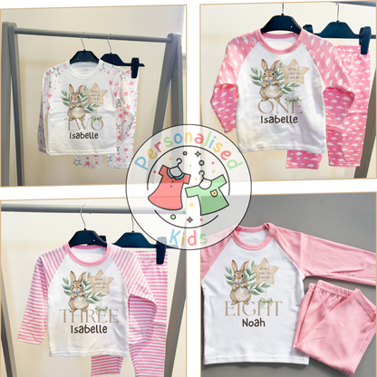 Personalized Woodland Bunny Pyjamas – Soft, Sweet & Perfect for Little Dreamers