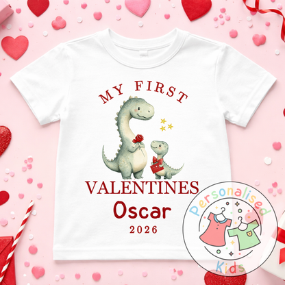 Personalised “My First Valentines” Baby Grow, T-Shirt, Long-Sleeved Bodysuit and Romper V024