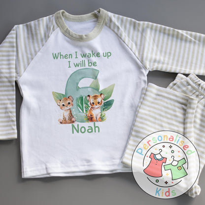 Personalized Safari Animal Birthday Pyjamas – Cute & Comfy for Your Little Explorer!