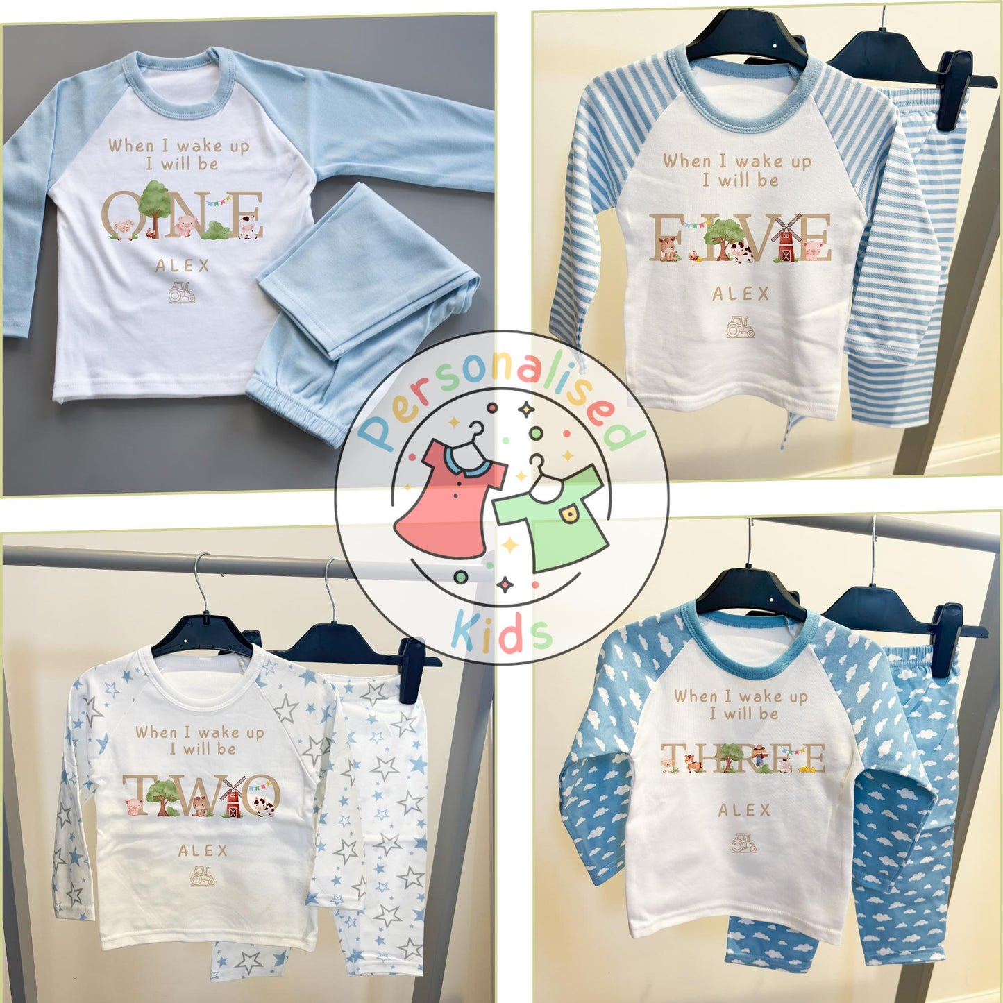 Personalized Farm Animal Birthday Pyjamas – Perfect for Little Farmers!
