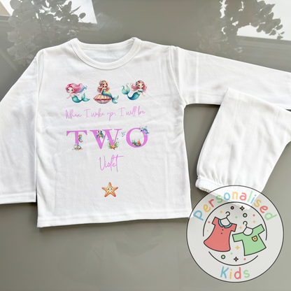 Personalised Mermaid Birthday Pyjamas – “When I Wake Up, I Will Be” Design