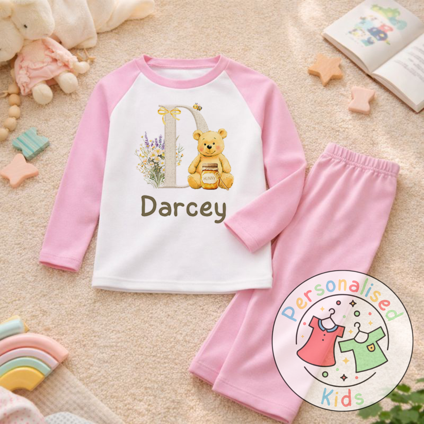 Personalised Honey Bear Kids Pyjamas HB001