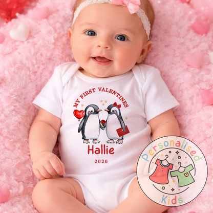 Personalised “My First Valentines” Baby Grow, Long-Sleeved Bodysuit and Romper V022