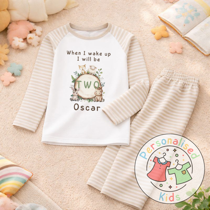 Personalised Woodland “When I Wake Up I Will Be…” Birthday Pyjamas (Name & Age) | AW001