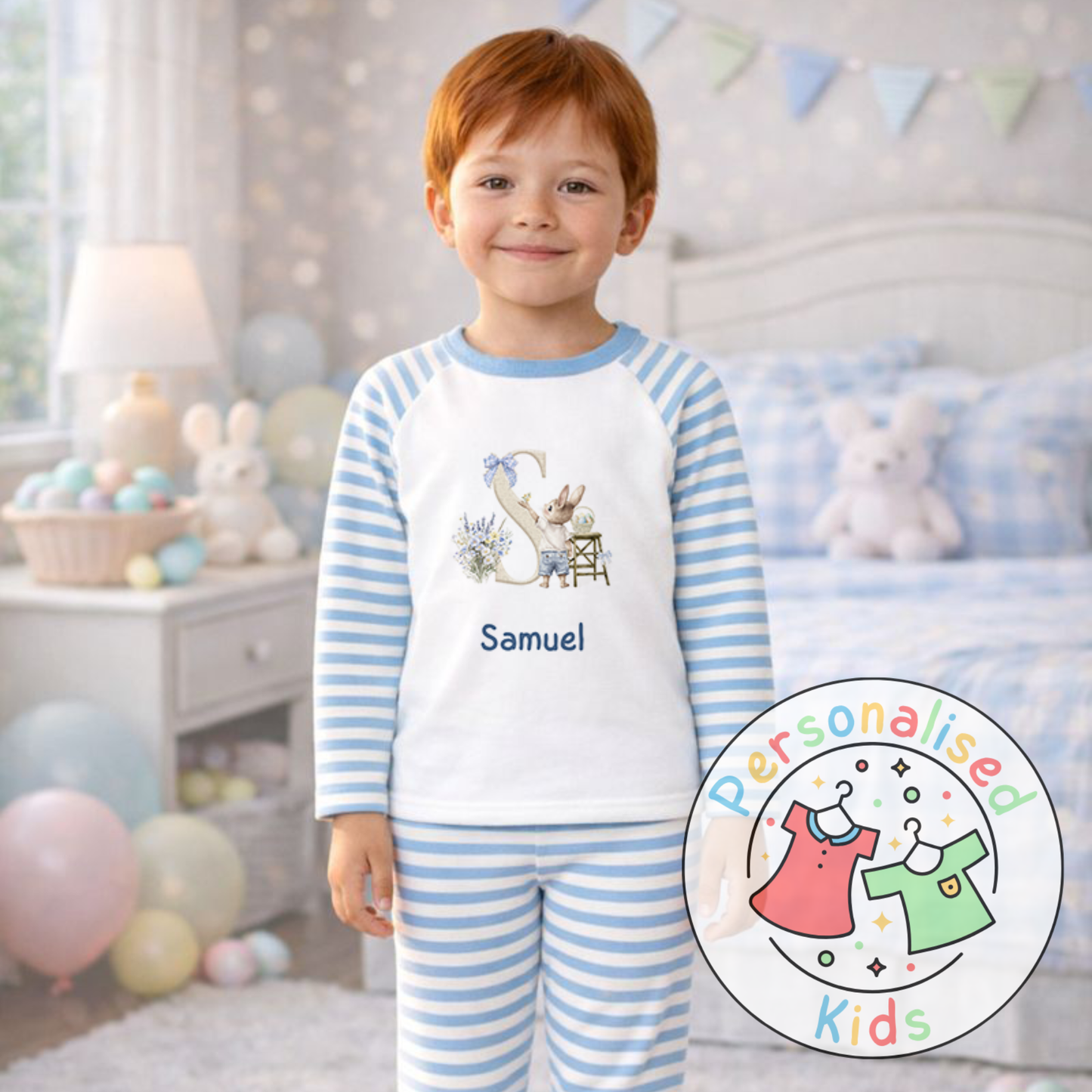 Personalised Initial Bunny Pyjama Set (Custom Name) | BE005