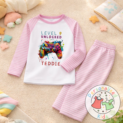 Personalised Level Unlocked Gamer Birthday Pyjamas GD001
