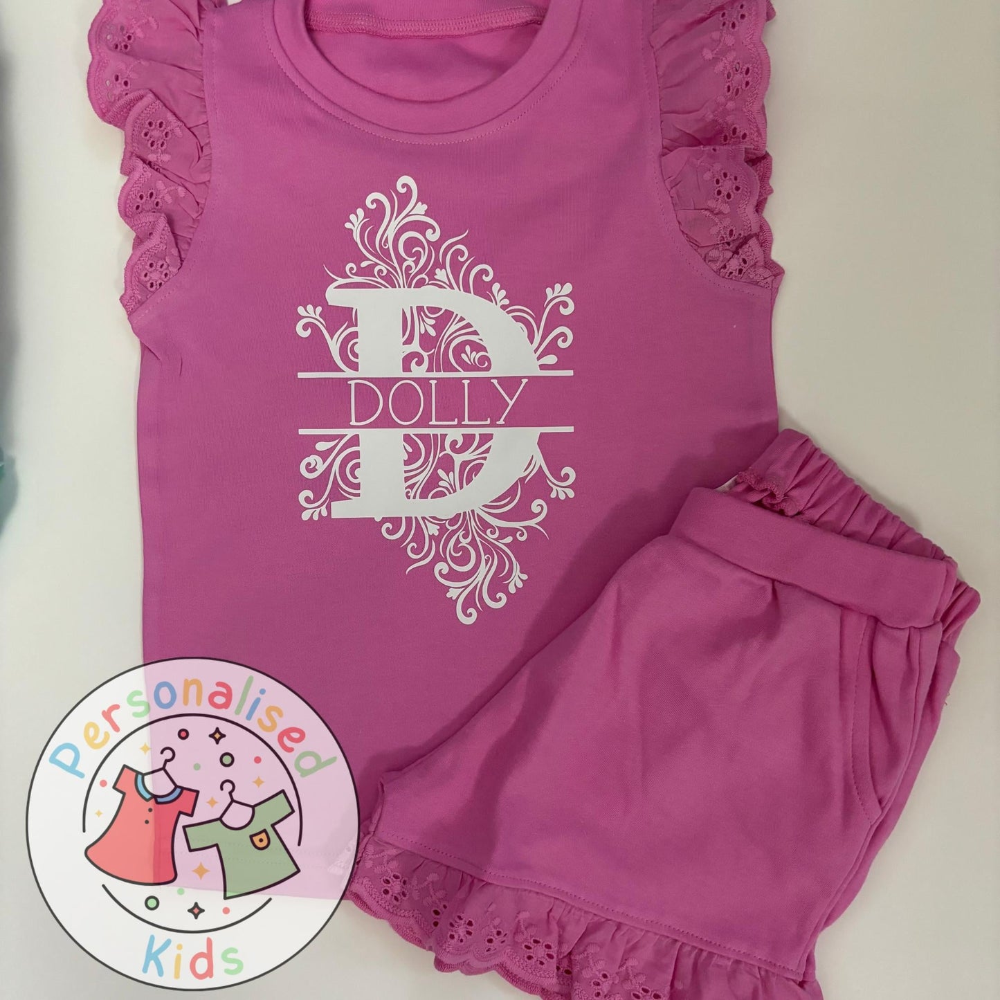 Adorable Girls Frilly Anglaise Summer Sets