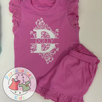 Adorable Girls Frilly Anglaise Summer Sets
