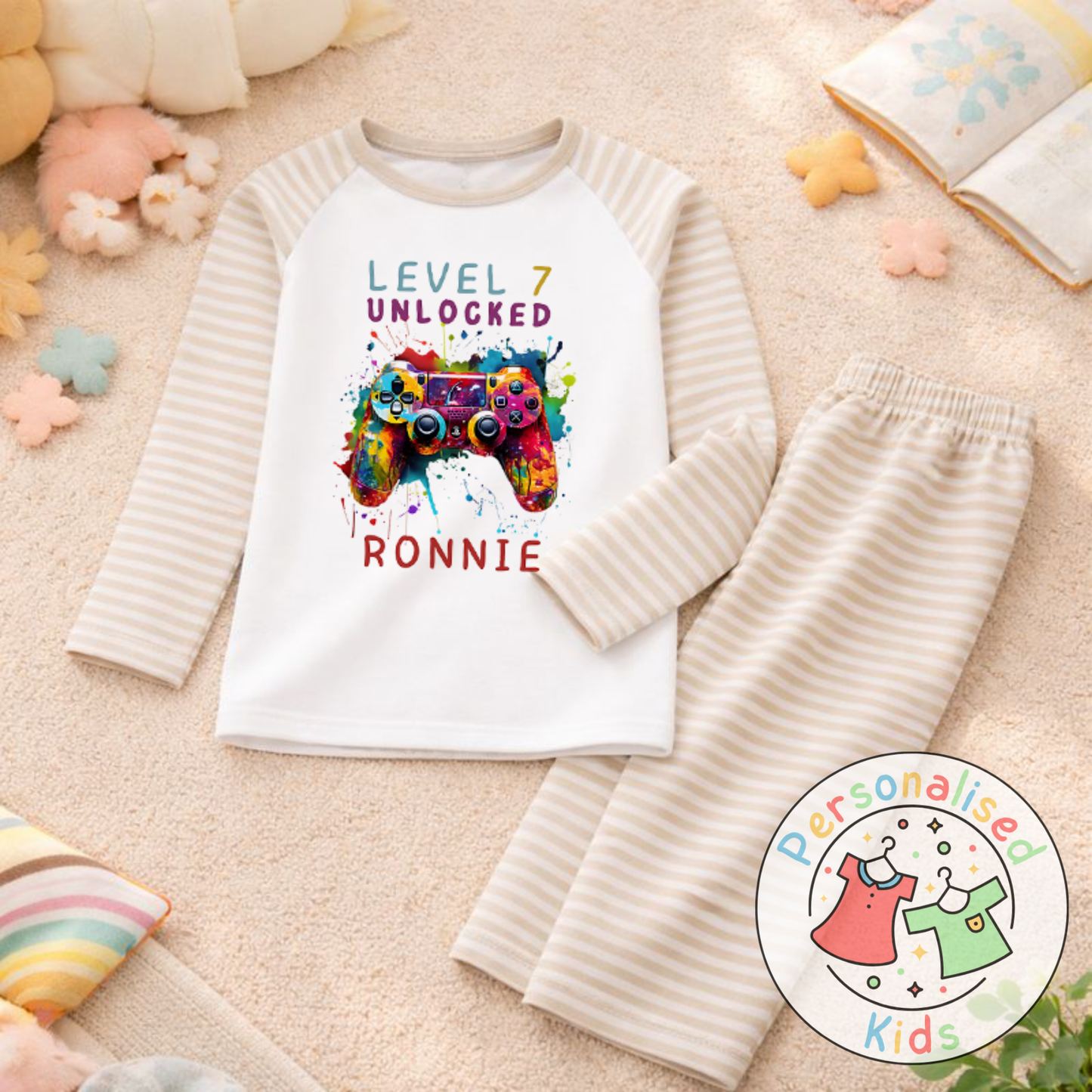 Personalised Level Unlocked Gamer Birthday Pyjamas GD001